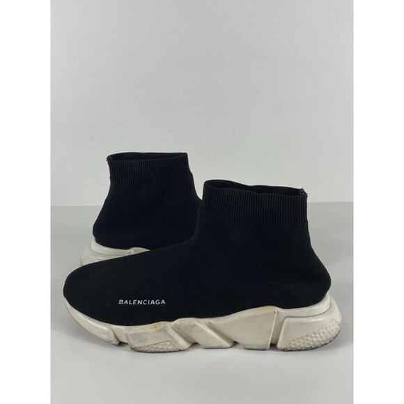 Balenciaga Speed Trainer Sneakers Black/White Men's C366 - Picture 1 of 8